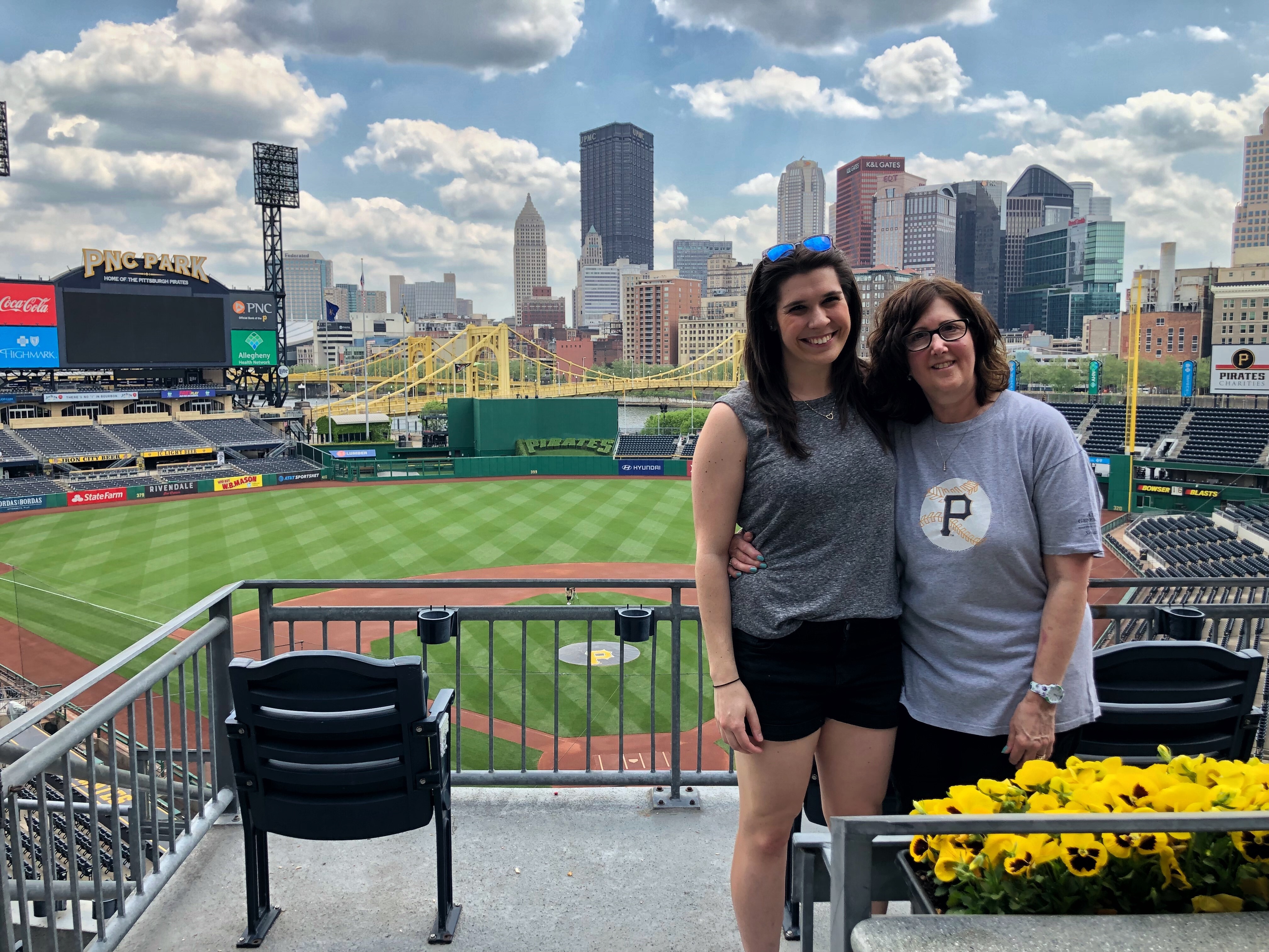 Steph and her amazing community counselor Debra at a baseball game cluster meeting.