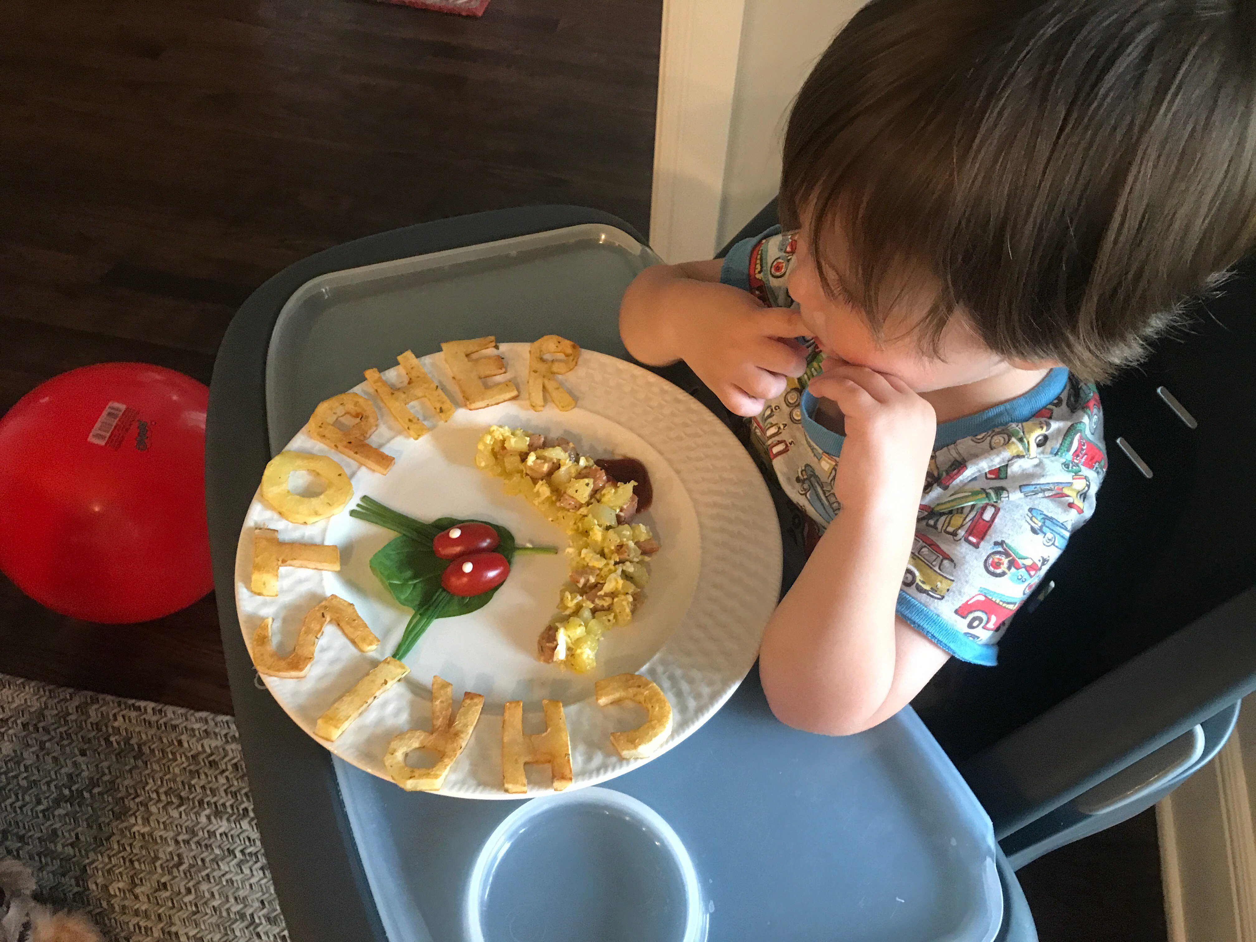 Katerine prepared lunch for one of her host kids Chrstopher.