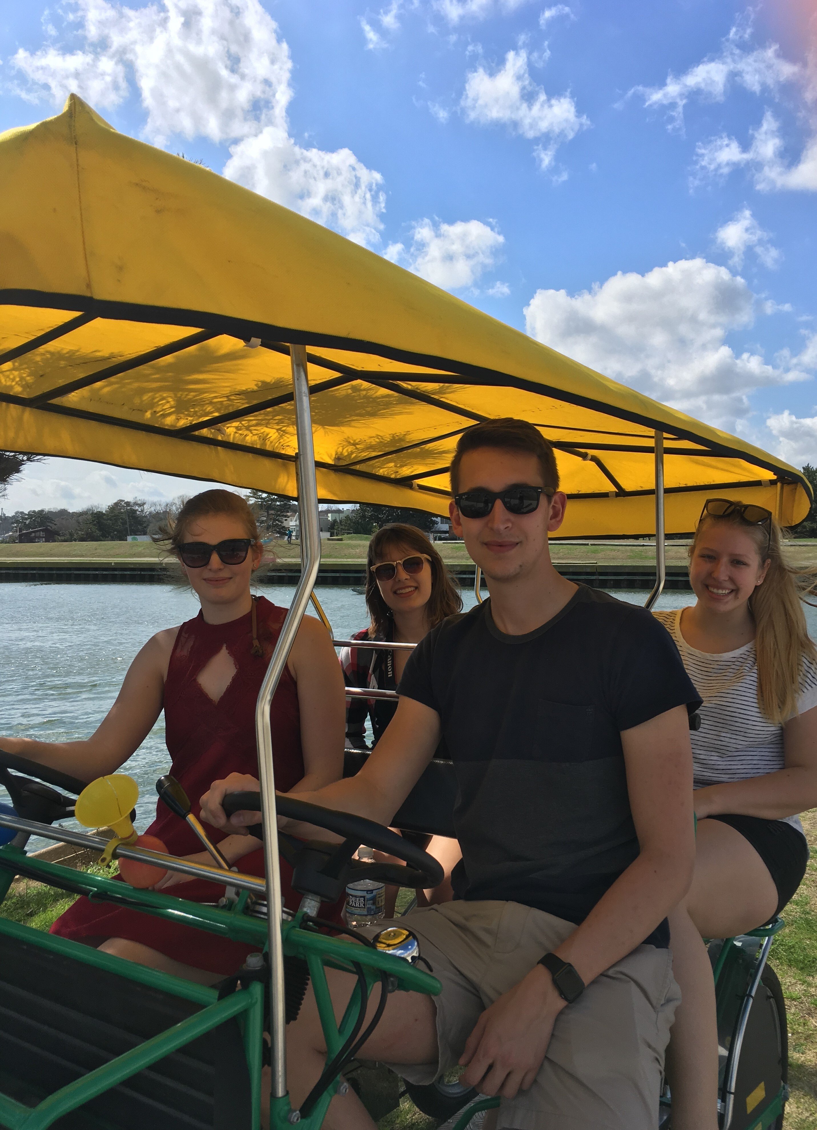 Merle and her friends went on a tandem bike ride on Virginia Beach Boardwalk!