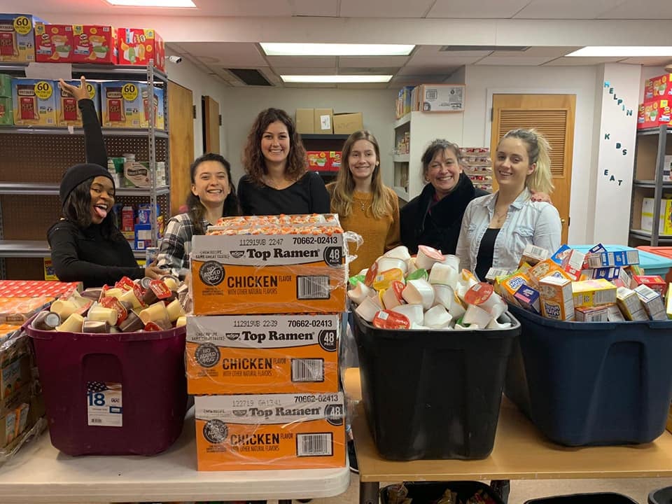 Volunteering at a food bank 