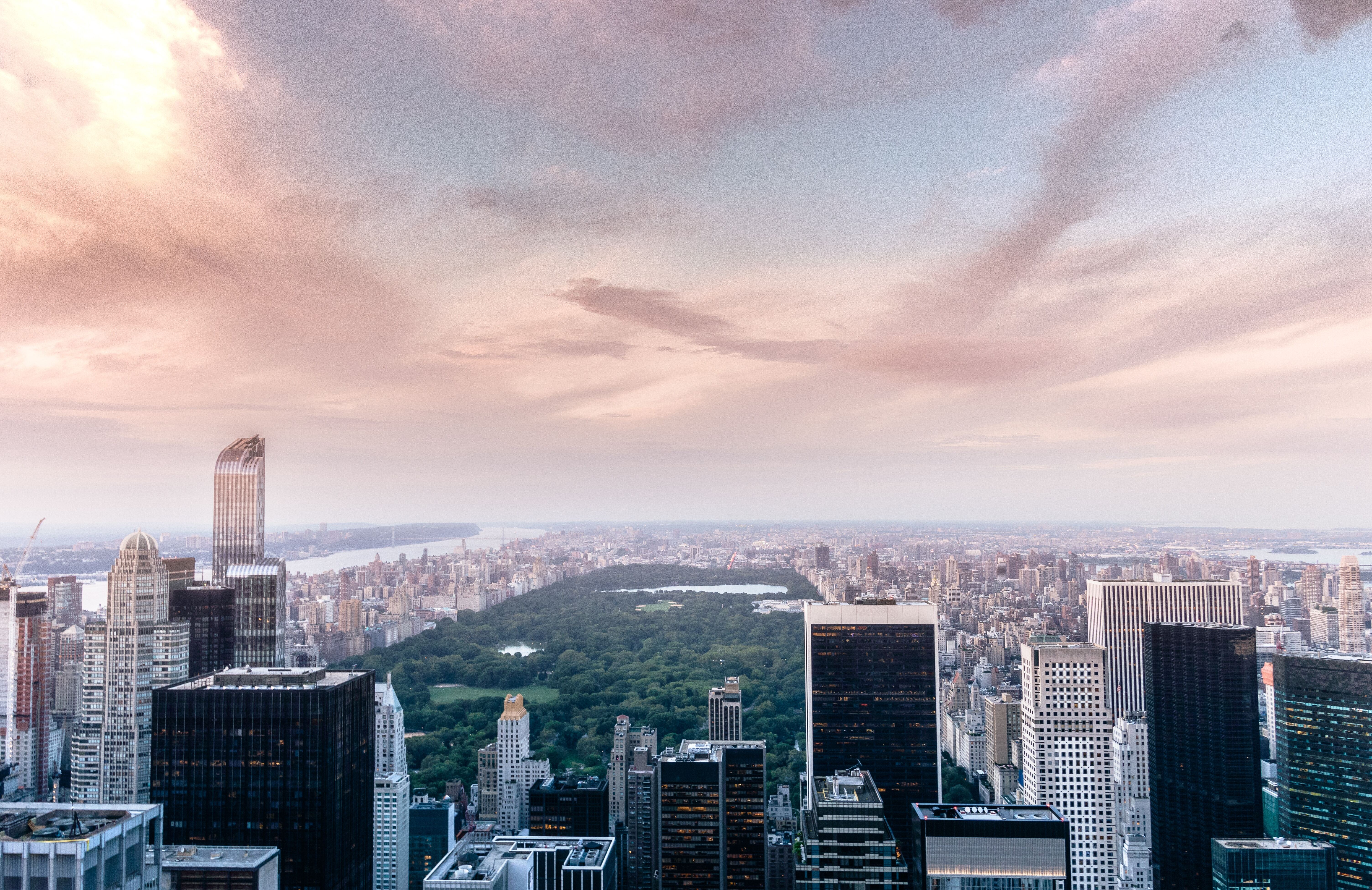Beautiful Big Apple's Central Park at dusk.
