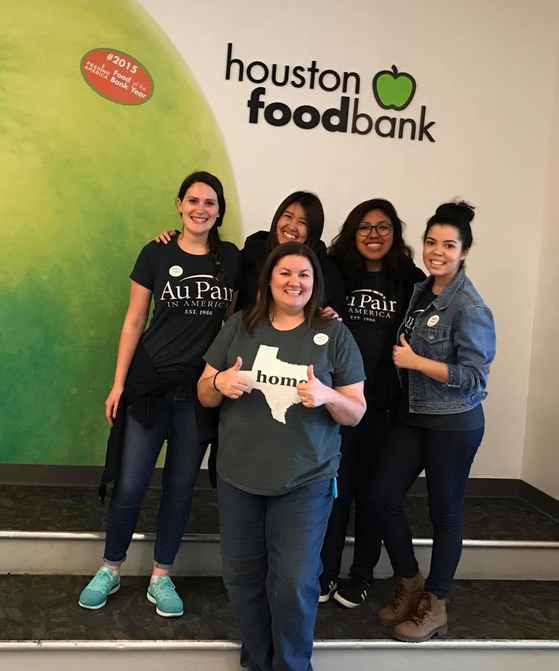 Volunteering at a food bank 