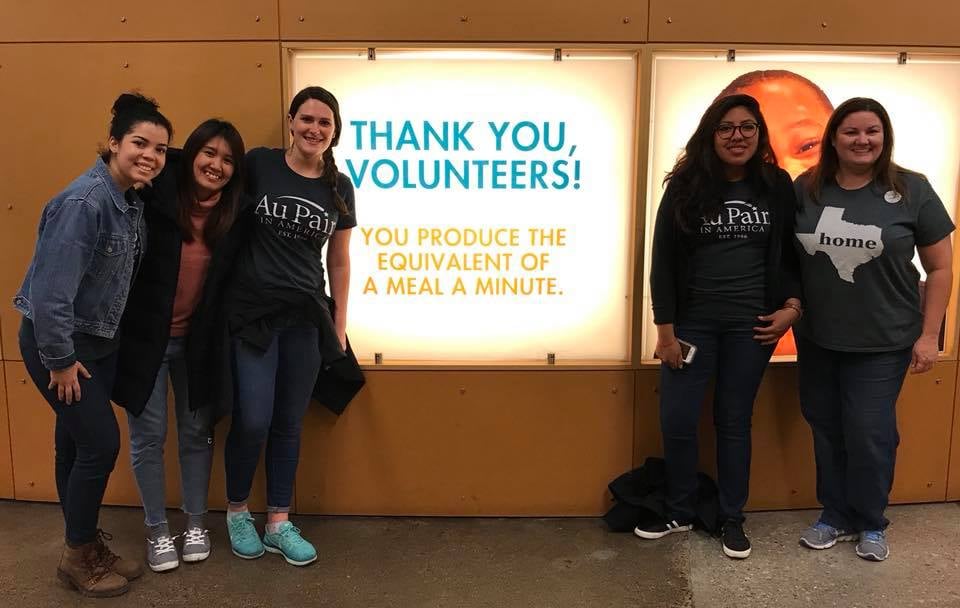 Volunteering at a food bank 